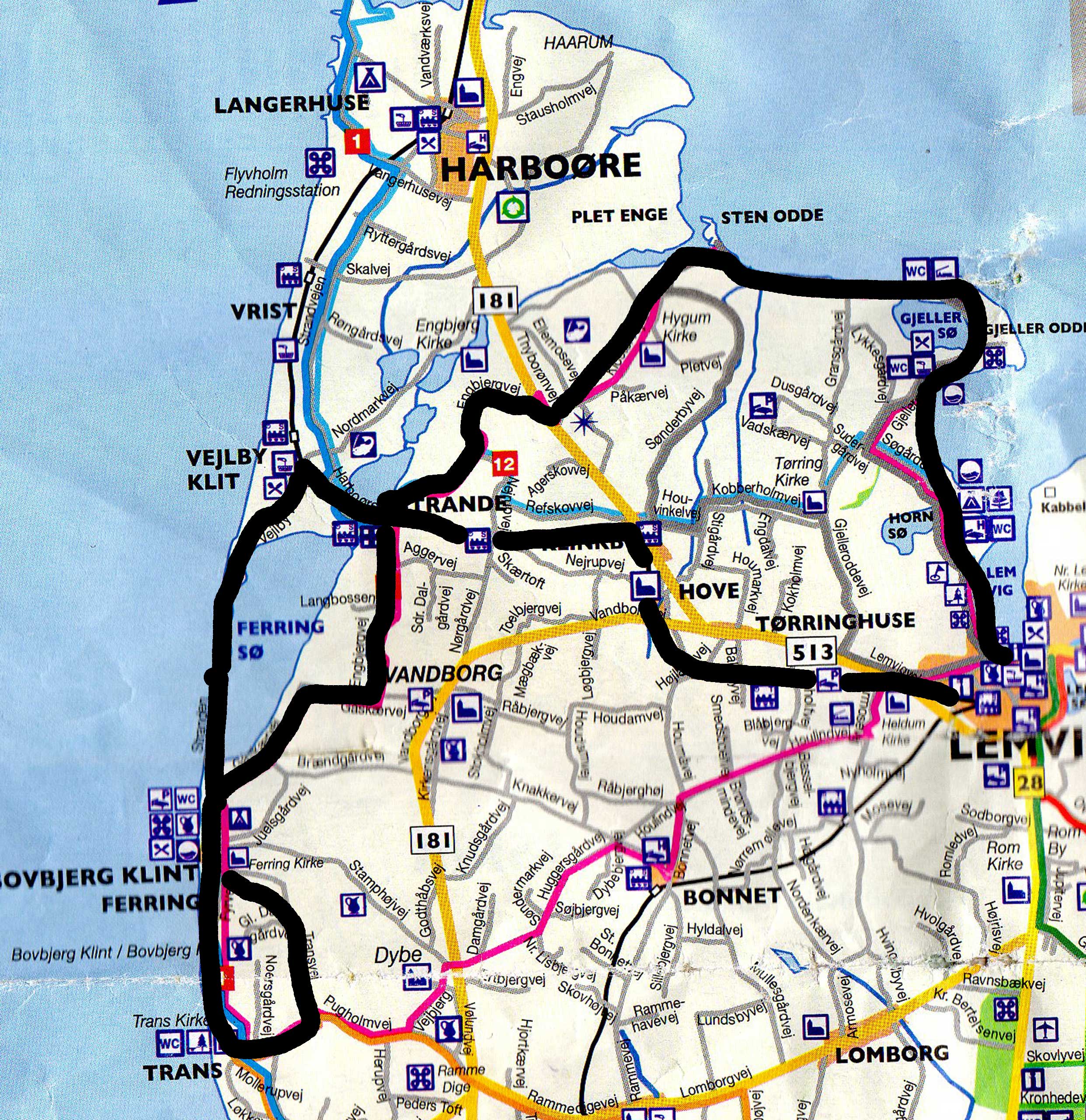 Ruten med tyk sort streg